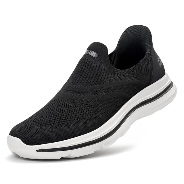 ODCKOI Slip On Sneaker Herren Ohne Schnürsenkel Schuhe Outdoor Sportschuhe Laufschuhe Leichtgewichts Atmungsaktiv Hand-Free Freizeit Straßenlaufschuhe Schwarz 46 EU
