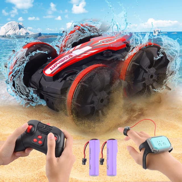 SIVQIKE RC Stunt Auto Wasserdicht – 4WD Amphibien Auto mit Gestensteuerung, 360° Drehung, 80 Min. Spielzeit, für Wasser & Gelände, Geschenk für Jungen & Mädchen ab 6 Jahren