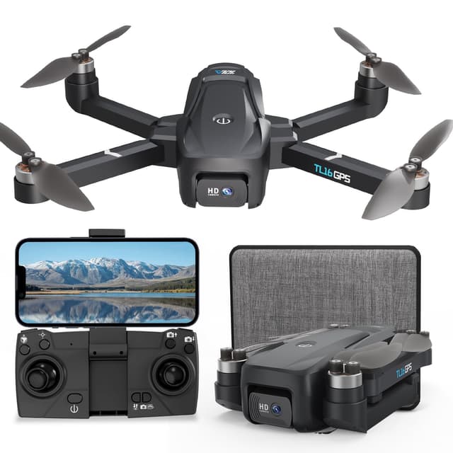 Toladrone Drohne mit 4K Kamera GPS Drohnen für Erwachsene Automatische Rückkehr 5G WLAN Übertragung Folge mir Bürstenloser Motor, Quadcopter Faltbares für Anfänge, TL16GPS Standard