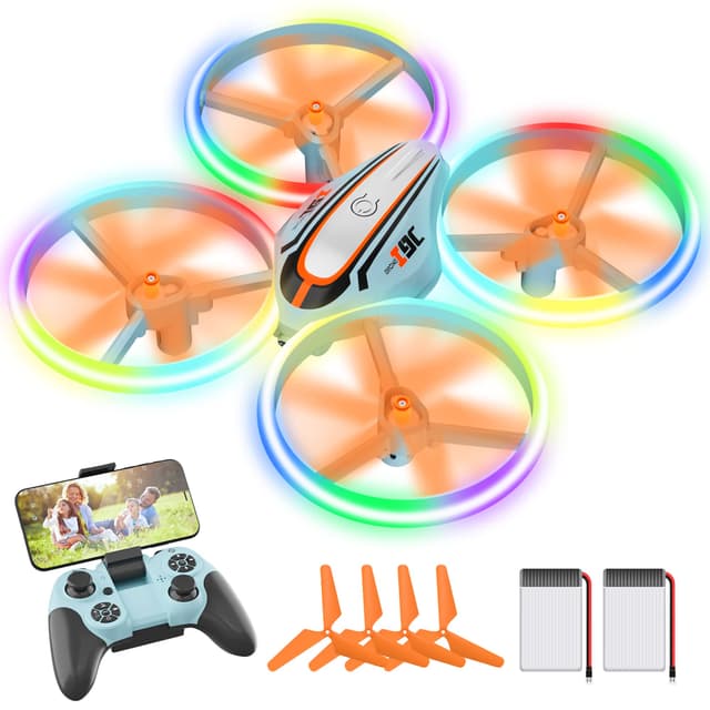 i9C Drohne mit Kamera HD für Kinder, Mini Drone mit Bunte LED Lichter, RC Quadrocopter mit Kopflos Modus, Flugbahn, Spielzeug Geschenke für Jungen Mädchen Anfänger