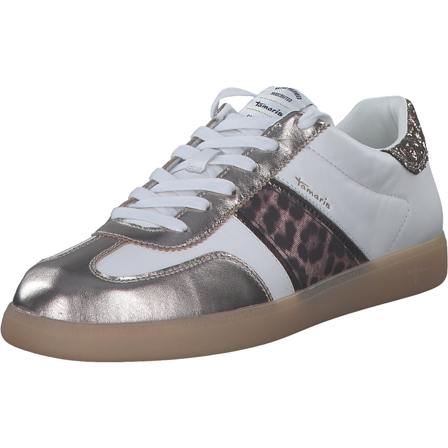 Tamaris Damen Low Sneaker Low Top 1-23624-43 Weiß, Groesse:41 EU 40 EU Leopard Comb