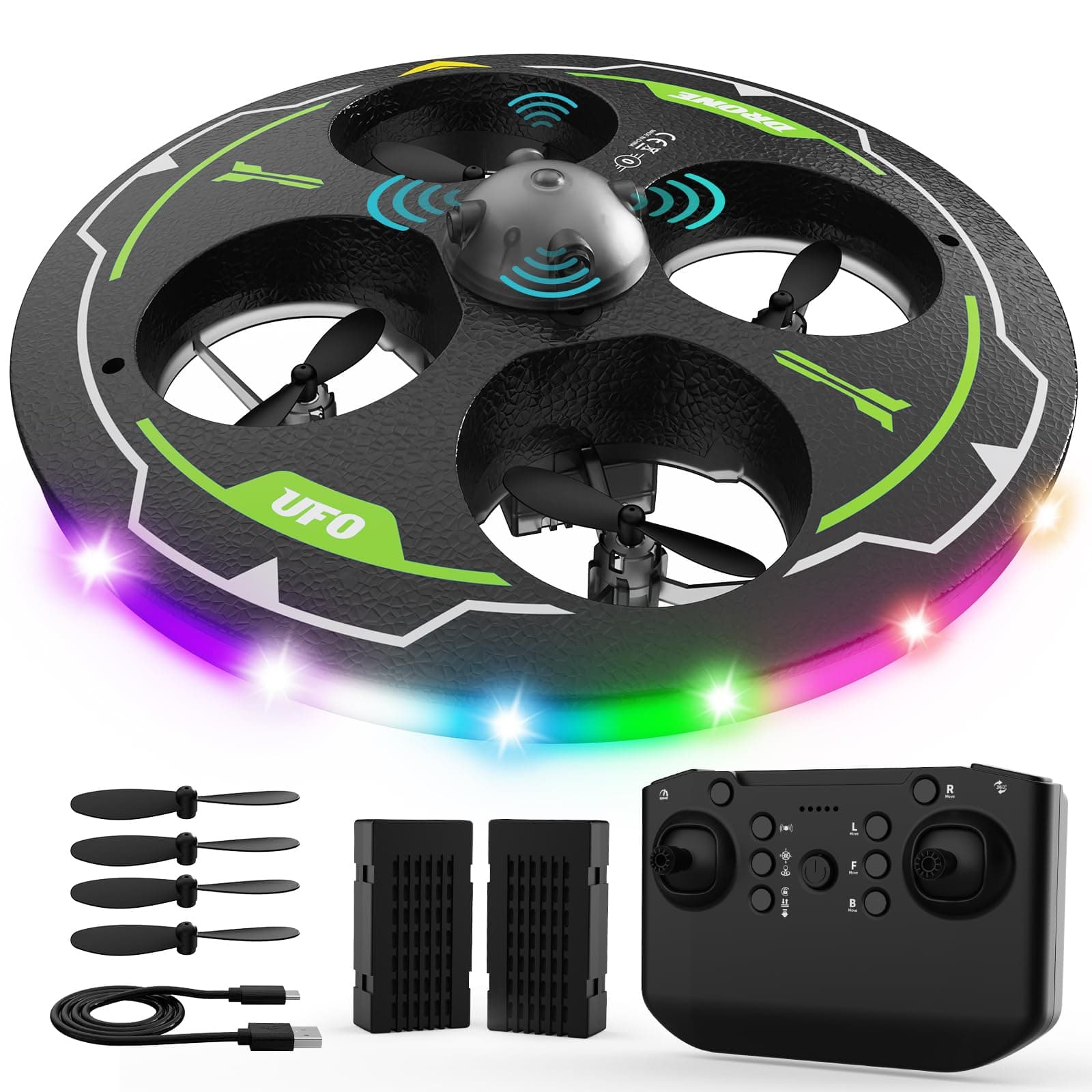 Drohne für Anfänger UFO 360° Hindernisvermeidung Mehrere Beleuchtungsmodi, aus Schaumstoff, langlebig und sicher Quadcopter RC Drones Flugzeug 360° Flip Höhenstabilisierung Alitude Halten 2 Akkus Drone-4