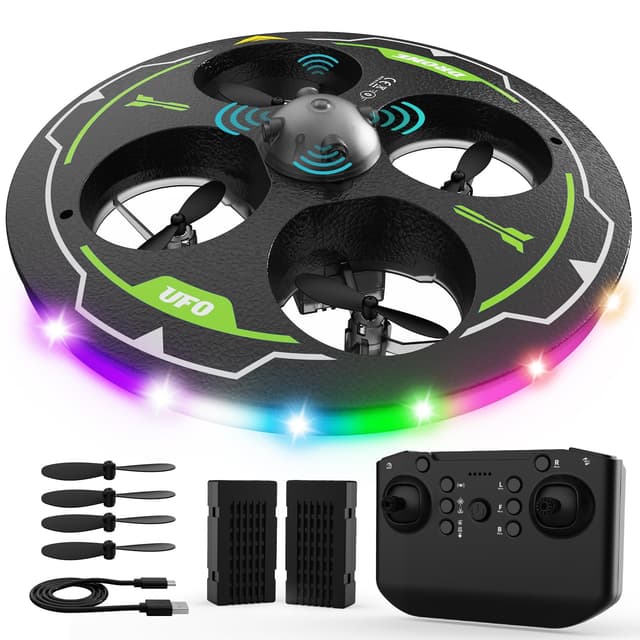 Drohne für Anfänger UFO 360° Hindernisvermeidung Mehrere Beleuchtungsmodi, aus Schaumstoff, langlebig und sicher Quadcopter RC Drones Flugzeug 360° Flip Höhenstabilisierung Alitude Halten 2 Akkus Drone-4