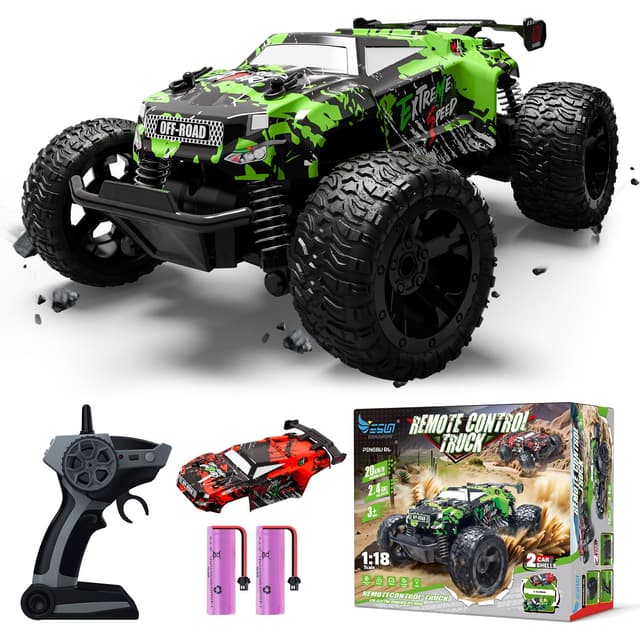 Ferngesteuerter Monstertruck Ferngesteuert, 1:18 Ferngesteuertes Auto ab 3 4 6 8 Jahre Mit Karosserielicht/Doppelschale, RC Auto Ferngesteuert ab 3 4 6 8 Jahre Kinder Geschenke für Jungen und Mädchen Neu