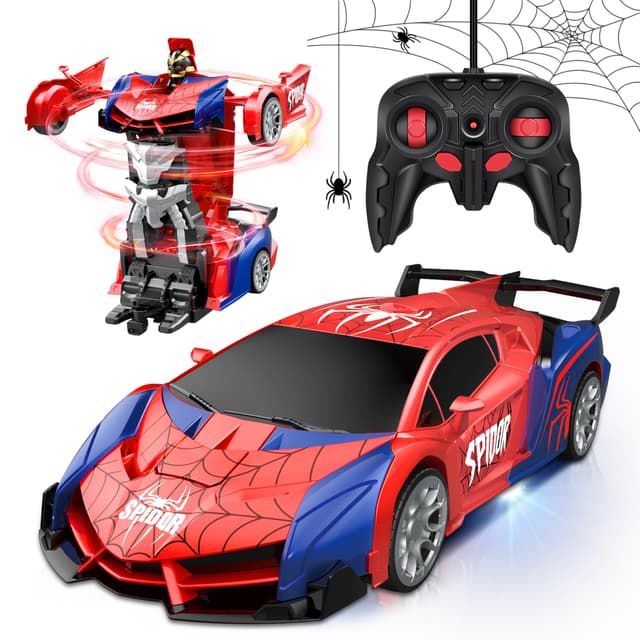 Herefun Transformator Ferngesteuertes Auto Spielzeug für Junge Mädchen ab 8 Jahre, Ferngesteuertes Auto Roboter, RC Spielzeug mit Ladekabel, 2 in 1 Transformator Roboter für Kinder Geschenke