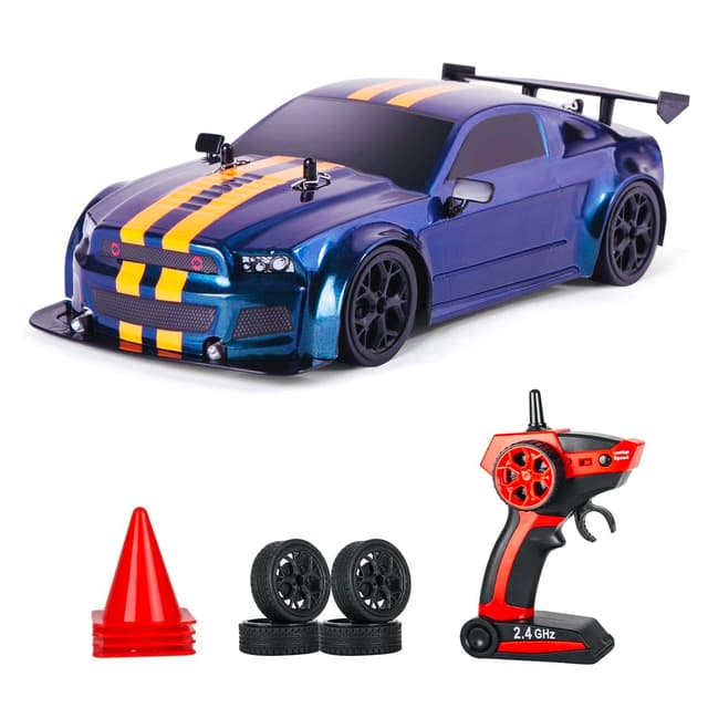 iBlivers Ferngesteuertes Auto, GT RC Drift Auto Fernbedienung im Maßstab 1:14 mit LED-Leuchten, 4WD Spielzeugauto Drift RC Car mit Driftfunktion ab 4,5,6,7,8 + Jahre alte Kindergeschenke Blau
