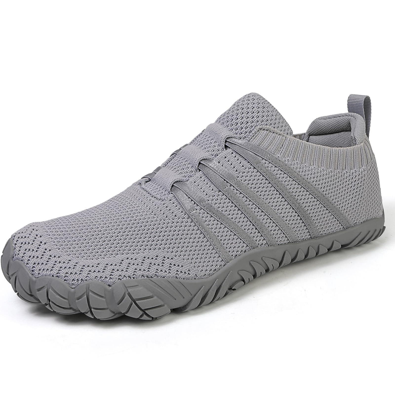 Barfußschuhe Damen Herren Breite Barfuss Schuhe Laufschuhe Zero-Drop Sohlen Zehenschuhe Traillaufschuhe Leichte Atmungsaktiv Fitnessschuhe Komfort rutschfest Straßenlaufschuhe Unisex 36-46EU 39 EU Grau