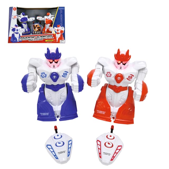 Lexibook, Powerman Gladiators, Robot da combattimento telecomandati, modalità di combattimento a duello, 5 colpi prima del K.O., effetti sonori e luminosi, blu/rosso, ROBDUO