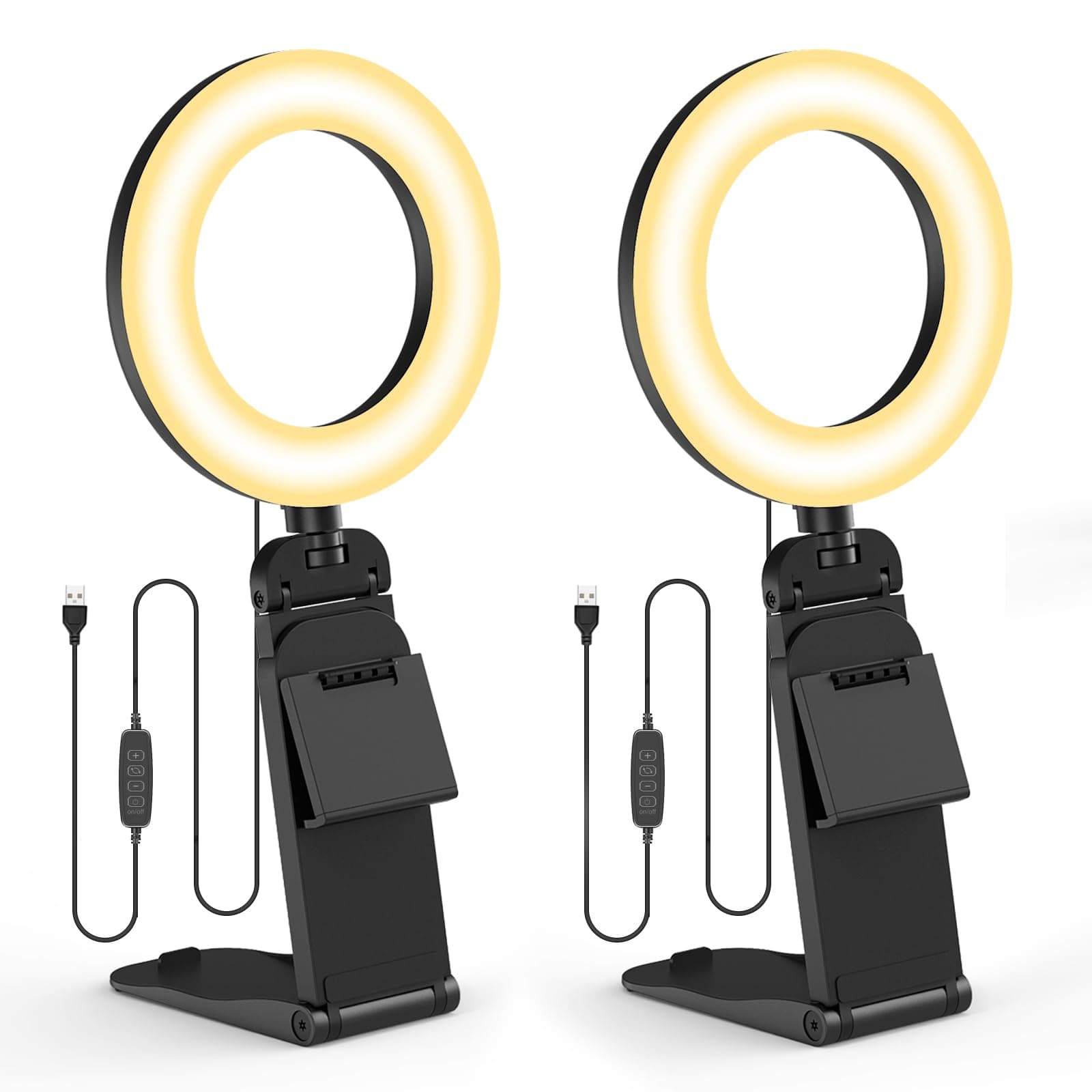 Neueste Ringlicht Laptop PC Videokonferenz Licht 2 Packs,Evershop Ringleuchte 5” Lichtring Monitor Tisch Handy mit Stativ&Handyhalter Ring Light Lamp Streaming für Zoom Meeting Tiktok YouTube Usw 5 Zoll*2