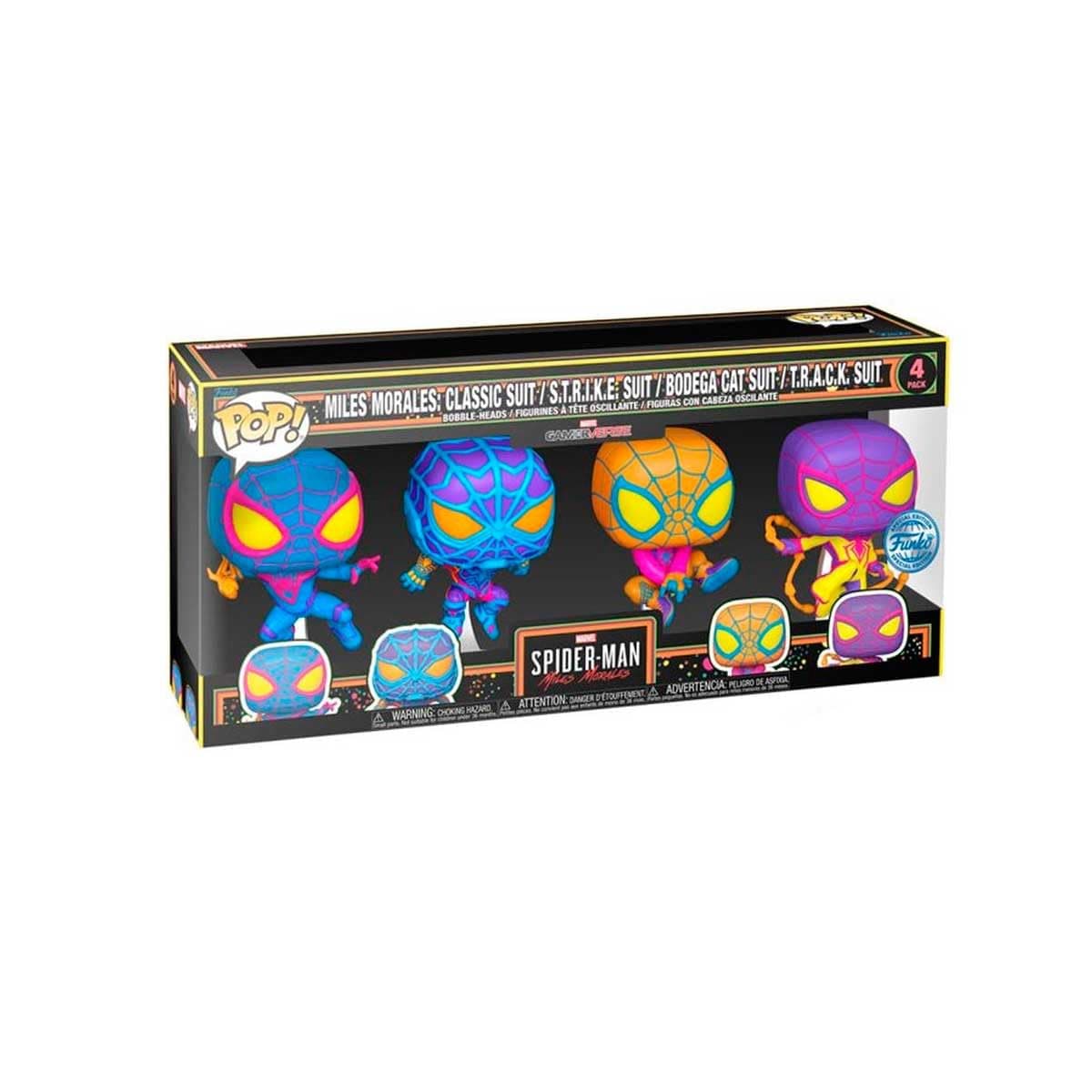 Funko Pop! Games: Miles Morales - 4 Pack - Schwarzlicht - Miles Morales Game- Vinyl-Sammelfigur - Geschenkidee - Offizielle Handelswaren - Spielzeug Für Kinder und Erwachsene - Games Fans