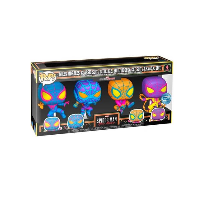 Funko Pop! Games: Miles Morales - 4 Pack - Schwarzlicht - Miles Morales Game- Vinyl-Sammelfigur - Geschenkidee - Offizielle Handelswaren - Spielzeug Für Kinder und Erwachsene - Games Fans