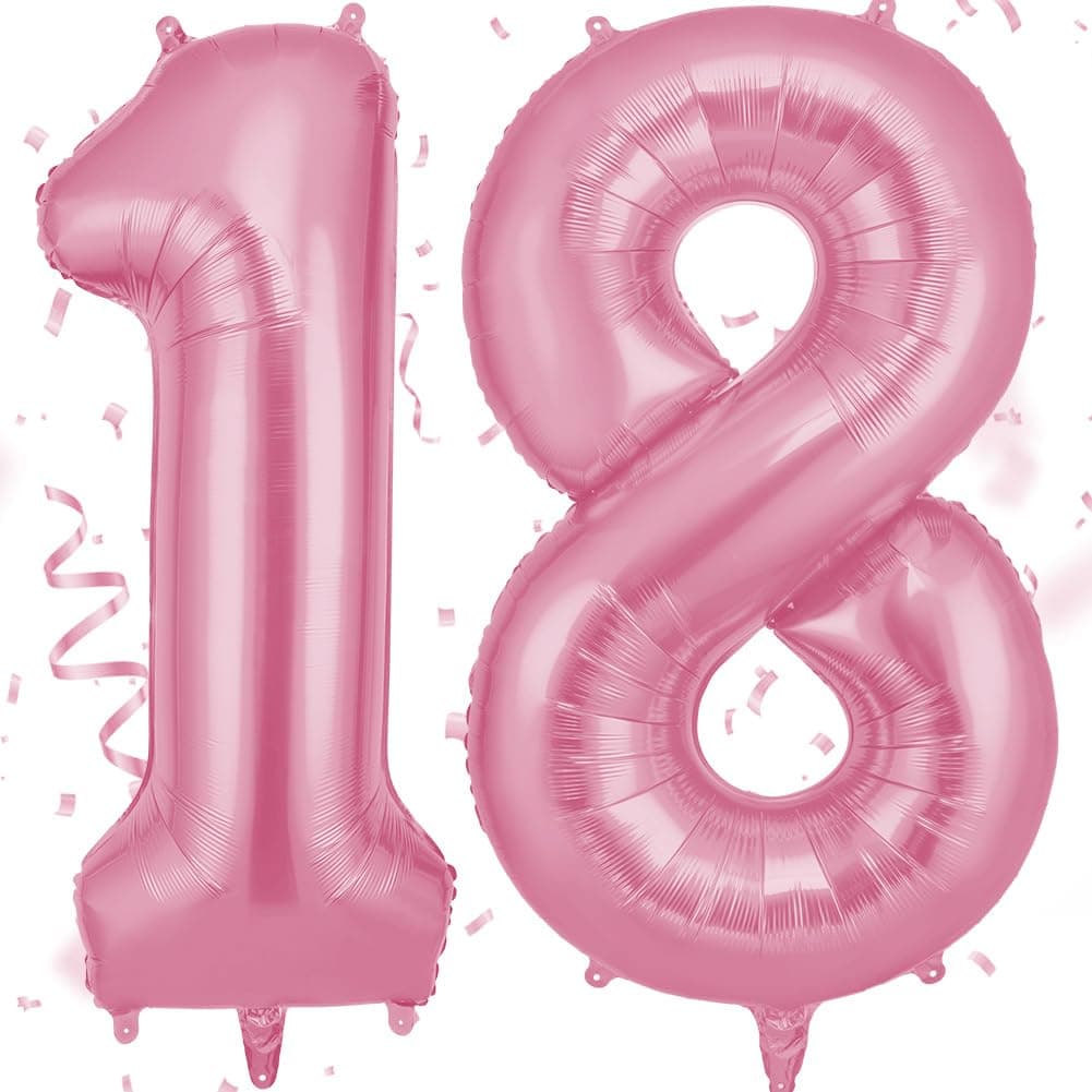 OFFCUP Zahlen Luftballon Rosa, Folienballon Zahl 18/81, 40 Zoll Helium Ballons Geburtstagsdeko Mädchen Junge Kindergeburtstag Party Deko Ballon Zahl Deko zum Geburtstag Silvester Neujahr