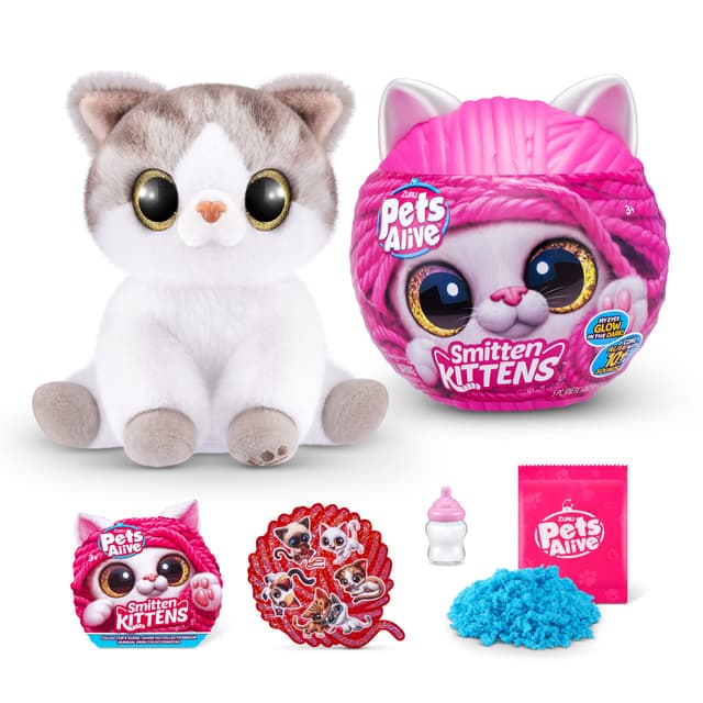 Pets Alive Smitten Kittens Surprise, Alli, Nurture Play, Kuscheltier zum Auspacken, Interaktiv, 10 Sounds, Ultraweiche Plüschtiere, Elektronisches Haustier-Kätzchen adoptieren (Alli)
