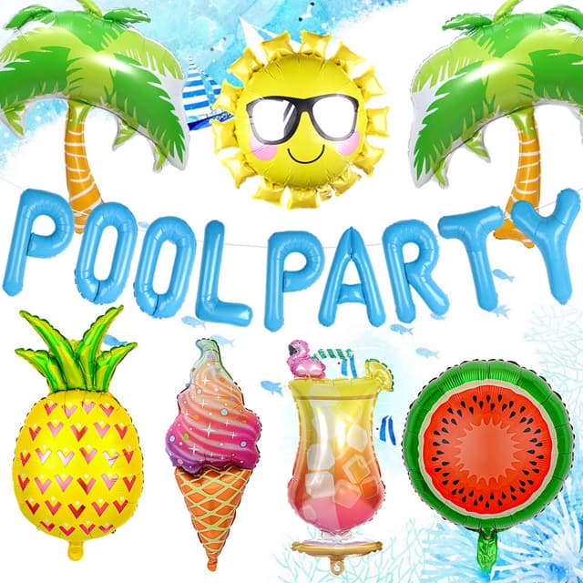 Pool Party Deko,Hawaii Deko,Sommer Sonne Luftballons,Beach Party Deko,Kokosnuss Baum Ananas Luftballons,Sommerparty Helium Ballon für Pool Strandparty Dekoration