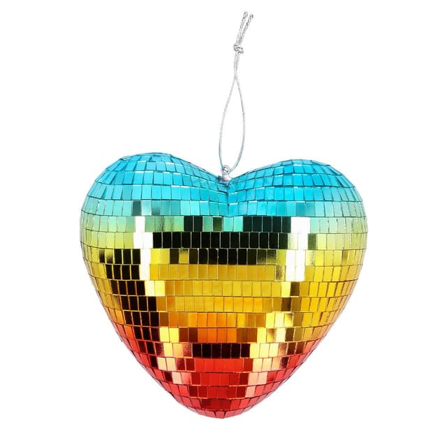 Boland - Glänzende Herz Discokugel, 19 cm, Deko für Disco Fever Mottoparty, Hängedeko für Hochzeit oder Silvester