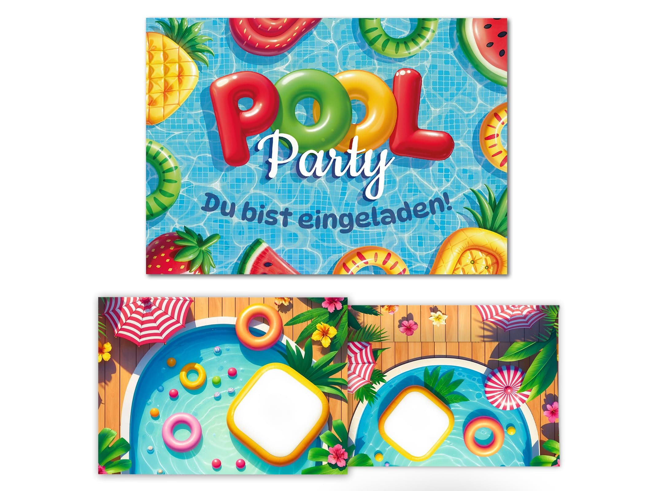 8 Einladungskarten inkl. 8 Umschläge zum Kindergeburtstag Schwimmbad Pool Party Mädchen Jungen Jungs Kinder Einladungen Geburtstag Geburtstagseinladungen Kids Karten + Umschläge 8-er Set