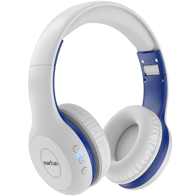 EarFun Bluetooth Kopfhörer Kinder, 85/94dB Lautstärkeregelung, HiFi Sound, HD-Mikrofon, 40 Std Akku, Faltbare, Einstellbar, Kopfhörer Kabellos Bluetooth Kinder für Schule/Reise/PC, Weiß 85/94dBA weiß