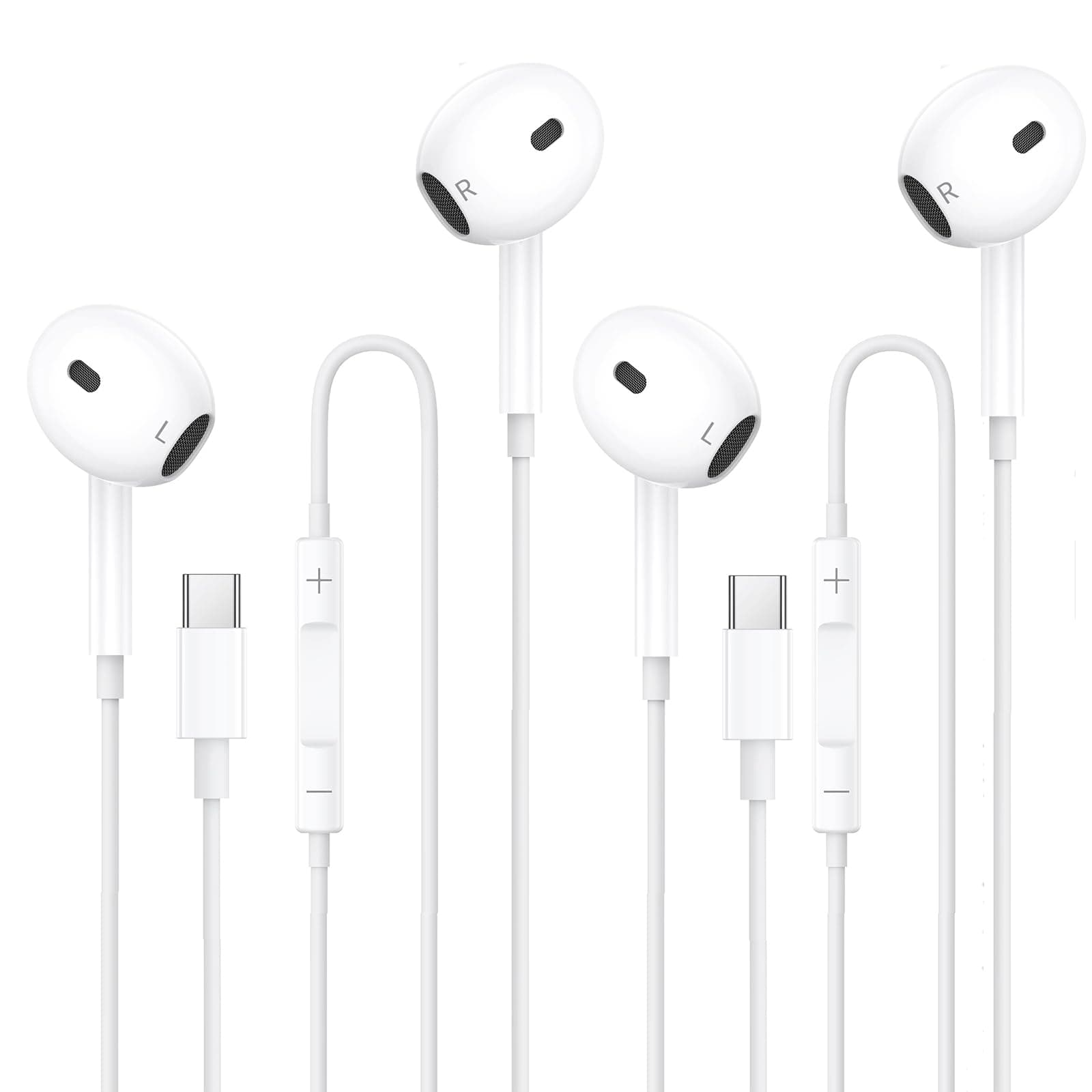2Pack USB C Kopfhörer für iPhone 15 16 Plus Pro Max, In-Ear Earpods mit Kabel Typ C, HiFi-Stereo-Ohrhörer Kompatibel mit Mikrofon für Samsung Galaxy S23 S22 S21 S20+ Ultra/iPad Pro/Mini 6th Gen/Huawei