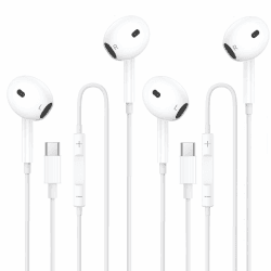 2Pack USB C Kopfhörer für iPhone 15 16 Plus Pro Max, In-Ear Earpods mit Kabel Typ C, HiFi-Stereo-Ohrhörer Kompatibel mit Mikrofon für Samsung Galaxy S23 S22 S21 S20+ Ultra/iPad Pro/Mini 6th Gen/Huawei