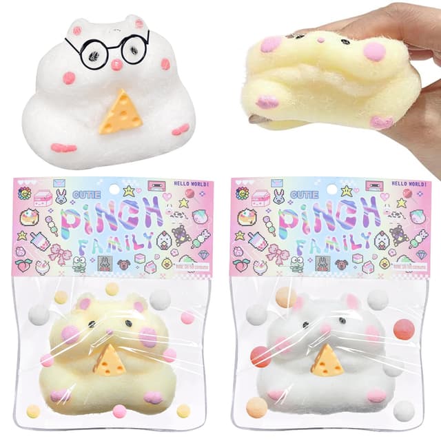 Hamster Squeeze Toy 4 Stück Squishy Hamster Quetsch Spielzeug Anti Stress Spielzeug zum Konzentrieren Squishy Fidget Spielzeug ADHS Anti Stress Sielzeug für Erwachsene Kinder fufu Squishy