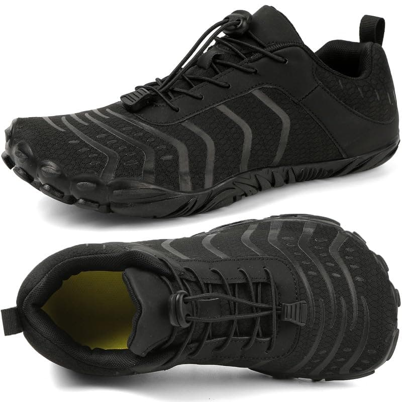ziitop Barfußschuhe Herren Damen Breite Barfussschuhe Traillaufschuhe Weit Five Finger Zehenschuhe Minimalistische Zero-Drop Sohlen Wanderschuhe Fitnessschuhe Komfort Leicht Laufschuhe Unisex 36-46EU 39 EU Schwarz