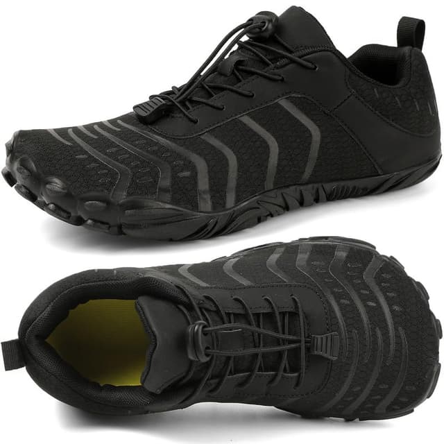 ziitop Barfußschuhe Herren Damen Breite Barfussschuhe Traillaufschuhe Weit Five Finger Zehenschuhe Minimalistische Zero-Drop Sohlen Wanderschuhe Fitnessschuhe Komfort Leicht Laufschuhe Unisex 36-46EU 39 EU Schwarz