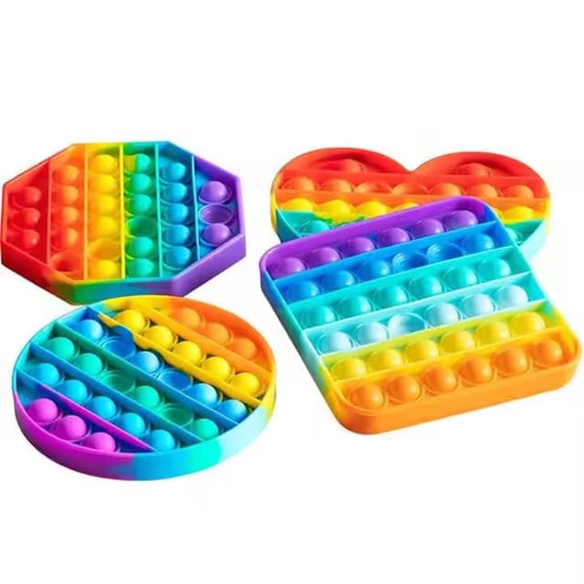 ThuBoo 4er Set, Poppel, Silikonblasenspielzeug, Anti-Stress, ADHS, Regenbogen, Stressabbau, Flugreisen, Popit, Pop Spielzeug, bubbel, Fidget, Kinder,wasserfest