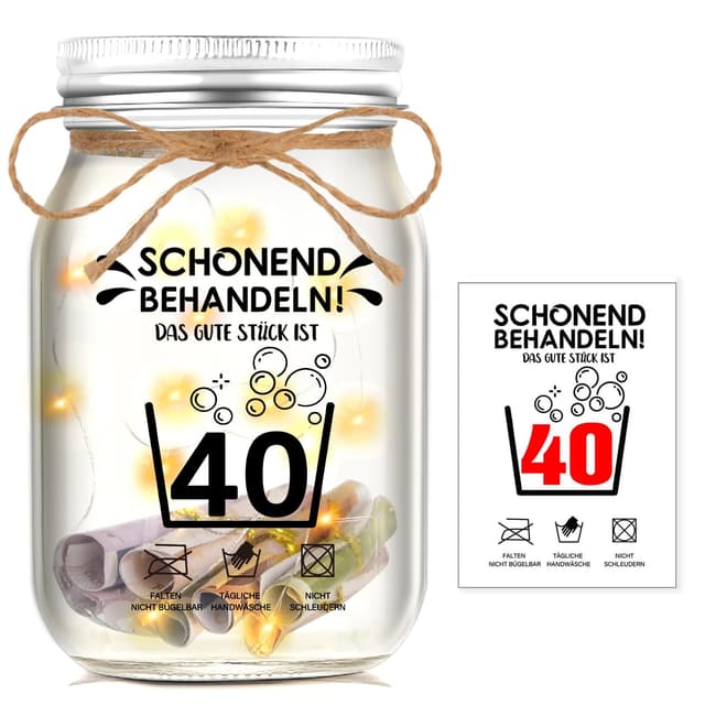 Johiux 40. Geburtstag Männer/Frauen,Geschenke zum 40 Geburtstag Frau Man,40. Geburtstag Geldgeschenk Verpackung,LED Flaschenlicht Lustige 40.Geschenk Geburtstag Männer Geschenkideen.