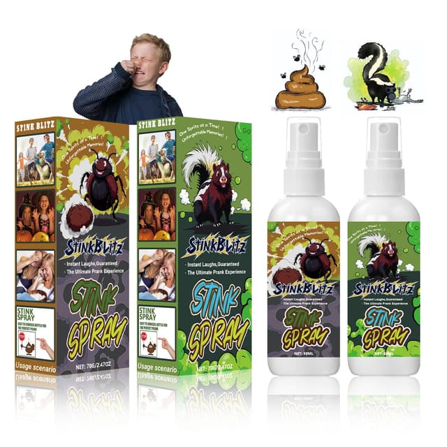 StinkBlitz Stinkfläschchen, Stinkspray, gefälschter Kackhaufen, lustige Witze, Kackhaufen-Spray, gefälschtes Spray für Halloween Party Erwachsene (50 ml × 2) Scherzartikel Furz-Spray