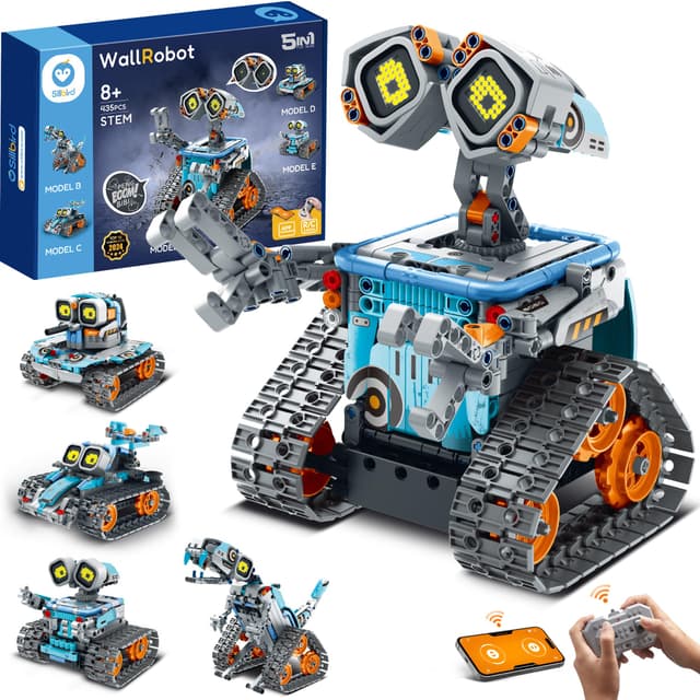 Sillbird 5-in-1-Technik Roboter Kinder für Jungen, Programmierbares Bauspielzeug mit App-Fernsteuerung, Kreative Mint Jungen und Mädchen ab 8+ Jahren B-blau