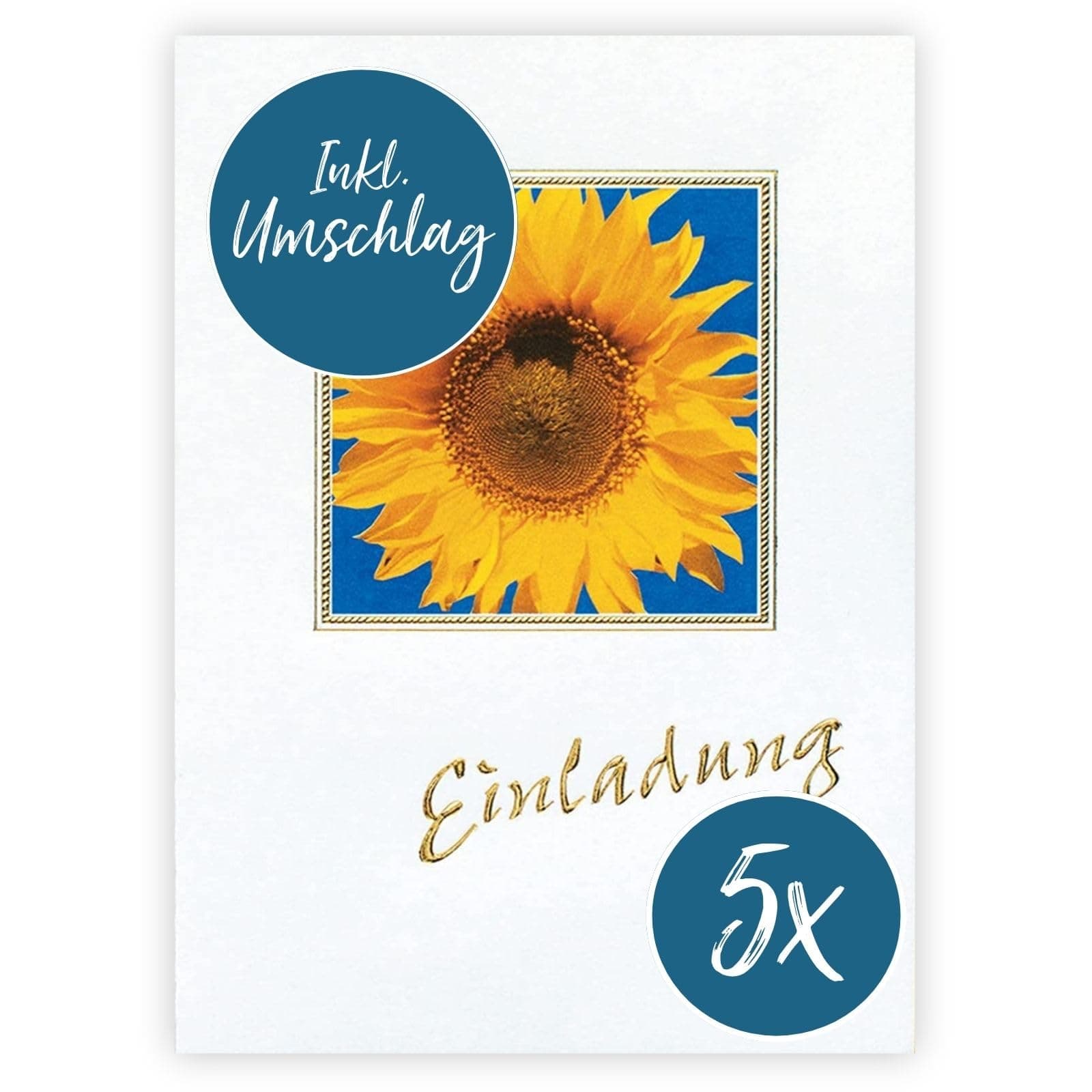 bsb 5 Allgemeine Einladungskarten - Einladungskarten Geburtstag & Kindergeburtstag mit Sonnenblumen-Motiv - Einladung verschiedene Anlässe - Geburtstagseinladungen in 10,5 x 14,5 cm
