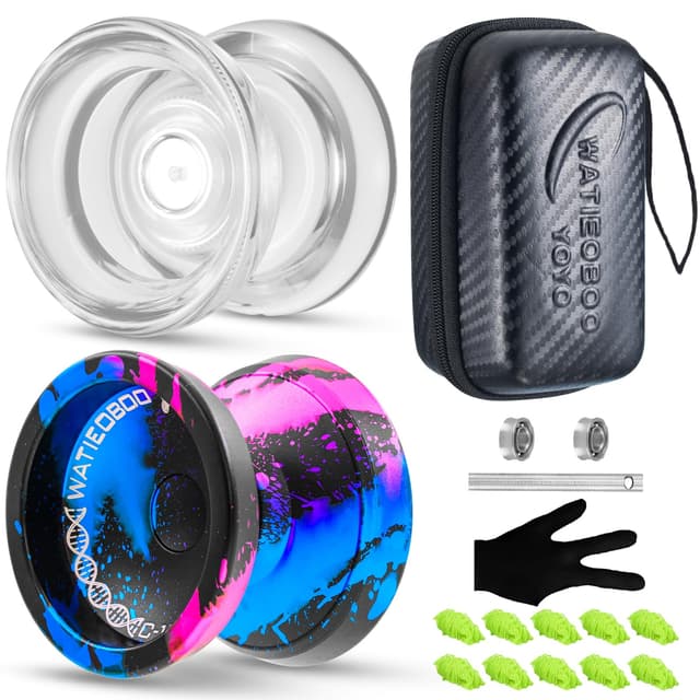 WATIEOBOO JoJo dual Purpose yo yo Professional Non-Responsive JoJo and Responsive JoJo, 6061 Aluminum Alloy yoyo and Plastic Crystal yoyo, yo-yo Accessories Package, JoJo Responsive， Yoyo Bearings
