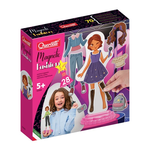 QUERCETTI Magnetic Fashion Laura, Kreatives Magnetspiel mit 28 magnetischen Kleidungsstücken, Pädagogisches Spielzeug für Kinder ab 5 Jahren, Mädchen 6 Jahre für kreatives Spiel