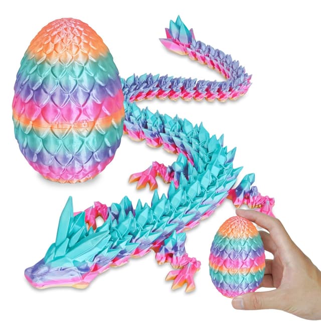 Überraschungs-Drachenei mit Drache im Inneren Geschenke für Kinder und Erwachsene 3D-gedrucktes Fidget-Spielzeug perfekt für Weihnachten Ostern Geburtstage Deko Stressabbau(Regenbogen, Klein) Klein Regenbogen