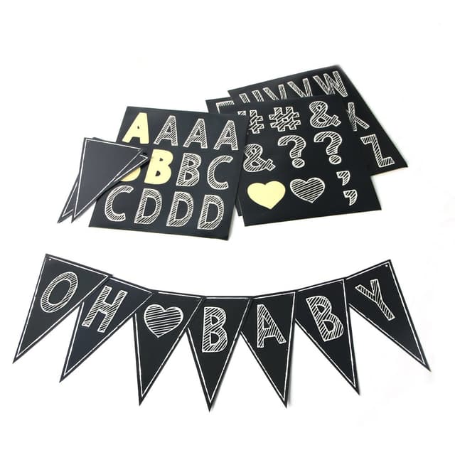 SUNBEAUTY DIY Banner Buchstaben Girlande Schwarz Alphabet Zahlen Wimpelkette Party Deko
