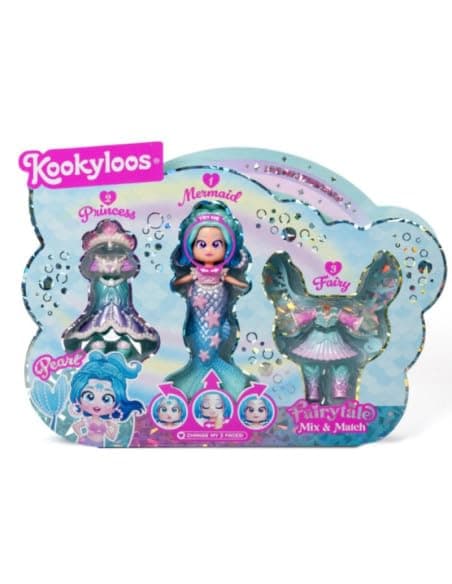 KOOKYLOOS Fairytale Mix & Match, Pearl – 3-in-1 Fantasy-Puppe, enthält 1 Puppe, 1 Prinzessinnen-Kostüm, 1 Meerjungfrauen-Outfit und 1 Feen-Outfit