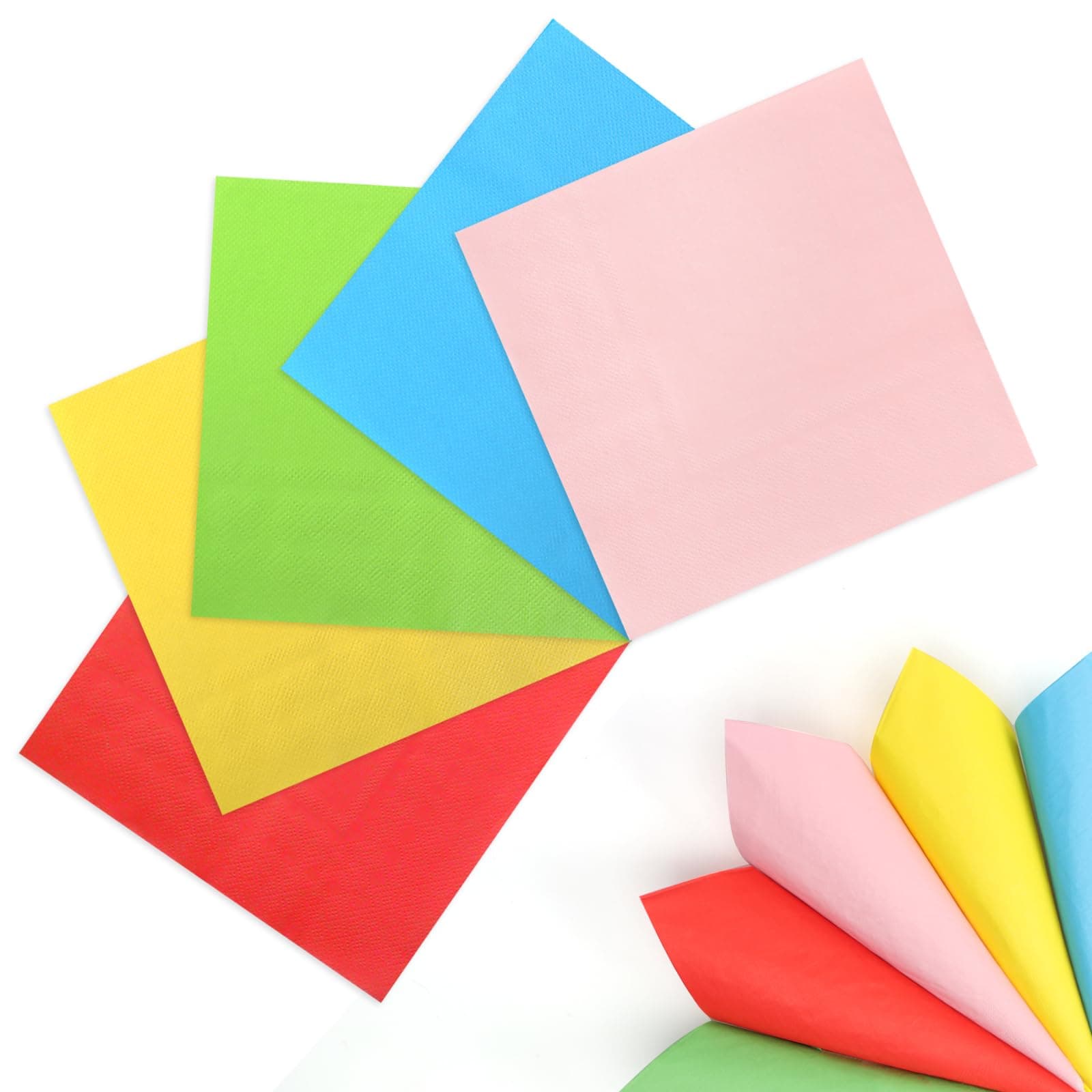 PARTY GO 50 bunte 13 Zoll Party Pappbecher für Jungen und Mädchen Geburtstag Dekoration Papier Geschirr (Grün Blau Rosa Rot Gelb) Bunte 50Stück Serviette