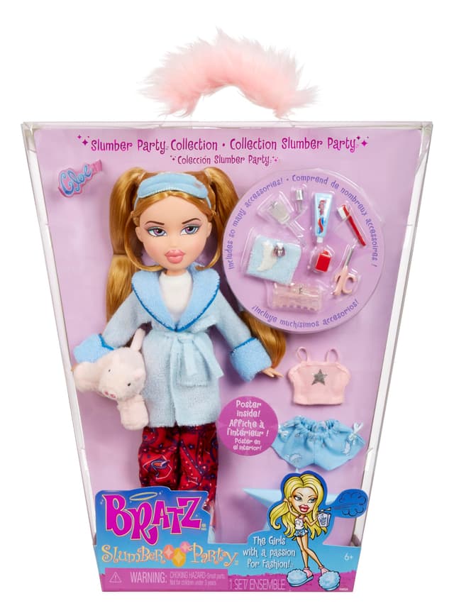Bratz Slumber Party - Cloe Modepuppe - Mit 2 Pyjama-Garnituren, Plüschtier und Accessoires - Für Kinder und Sammler