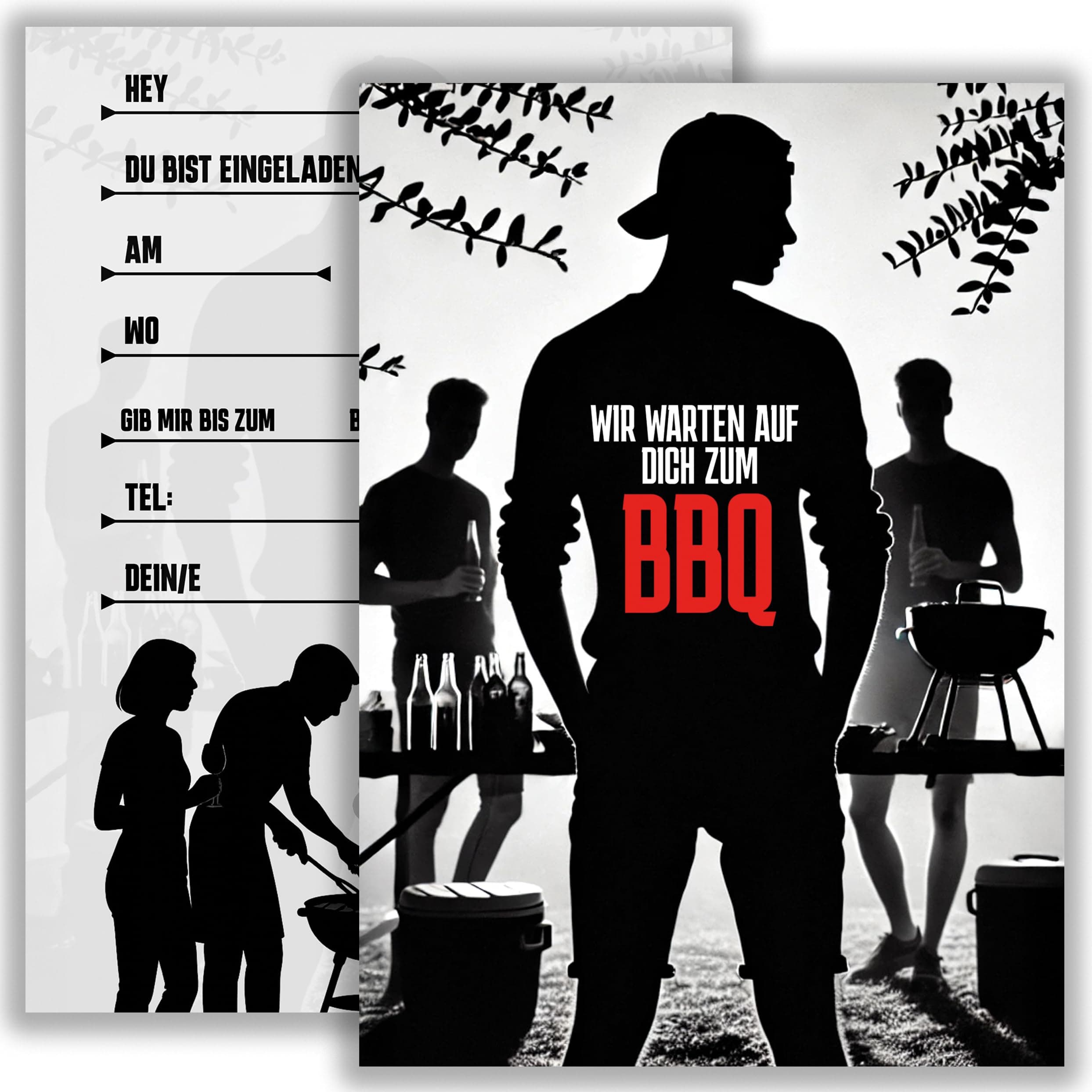 10x BBQ Einladungskarten Grillparty Einladungen Karten A6 Party Geburtstag Sommerfest Grillen Einladung für Grillfans junge Leute Männer Frauen Karten zum Ausfüllen