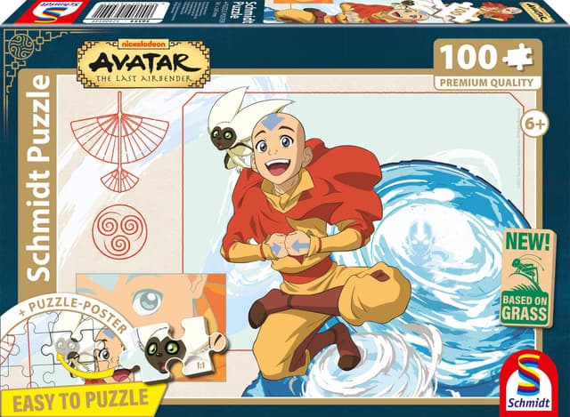 Schmidt Spiele 56554 Avatar, Der Herr der Elemente, 100 Teile Kinderpuzzle aus Graspappe