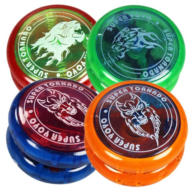com-four® 4x YoYo mit Blinklicht - LED Yo Yo Kinder und Erwachsene - Anfänger YoYo zum Erlernen cooler Tricks - Super Tornado - Super Jojo [Farbe variiert]