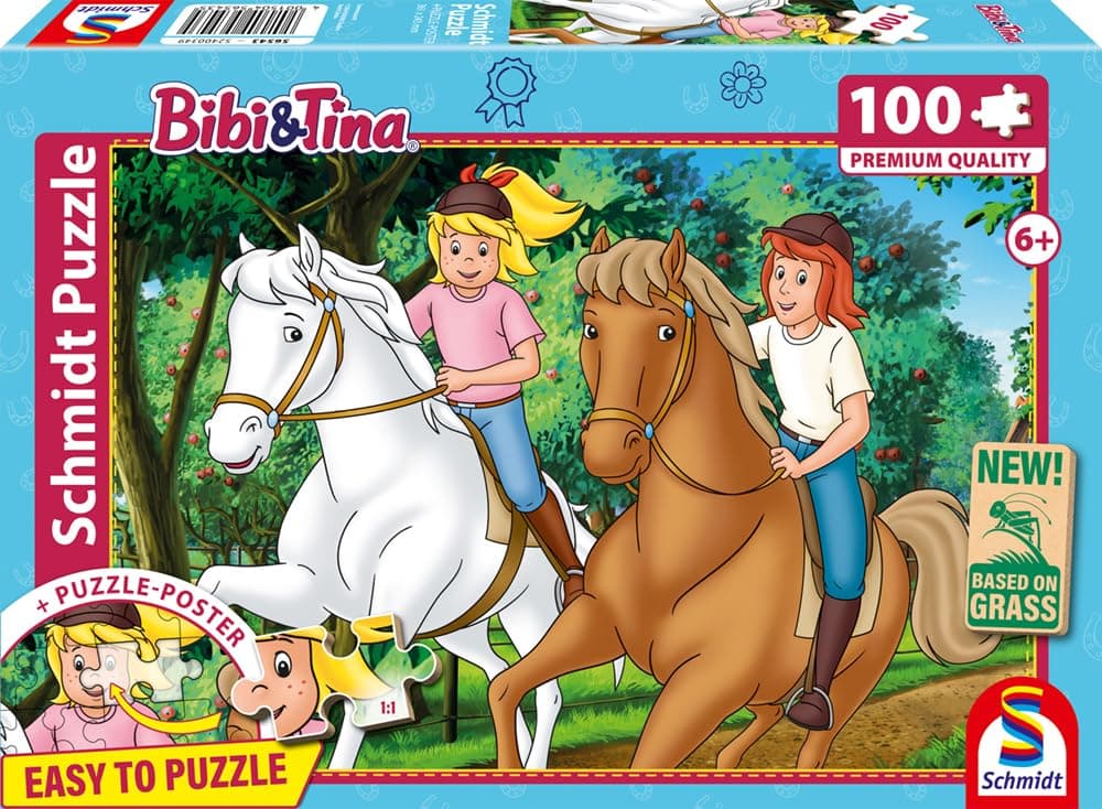 Schmidt Spiele 56543 Bibi & Tina, Sommerausritt, 100 Teile Kinderpuzzle aus Graspappe