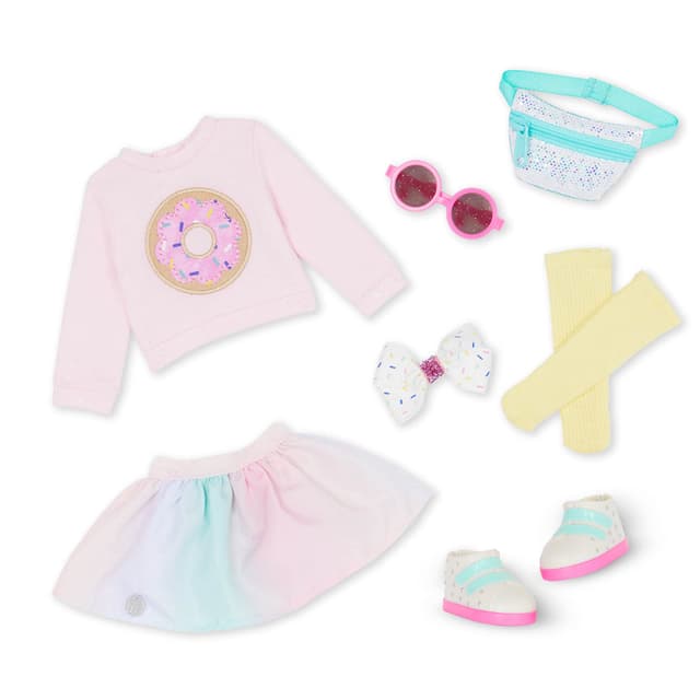 Glitter Girls – Puppenkleidung für 36 cm Puppen – Sonnenbrille, Pullover, Rock, Tasche und mehr – Puppen Outfit – Zubehör für Puppen – Spielzeug für Kinder ab 3 Jahren