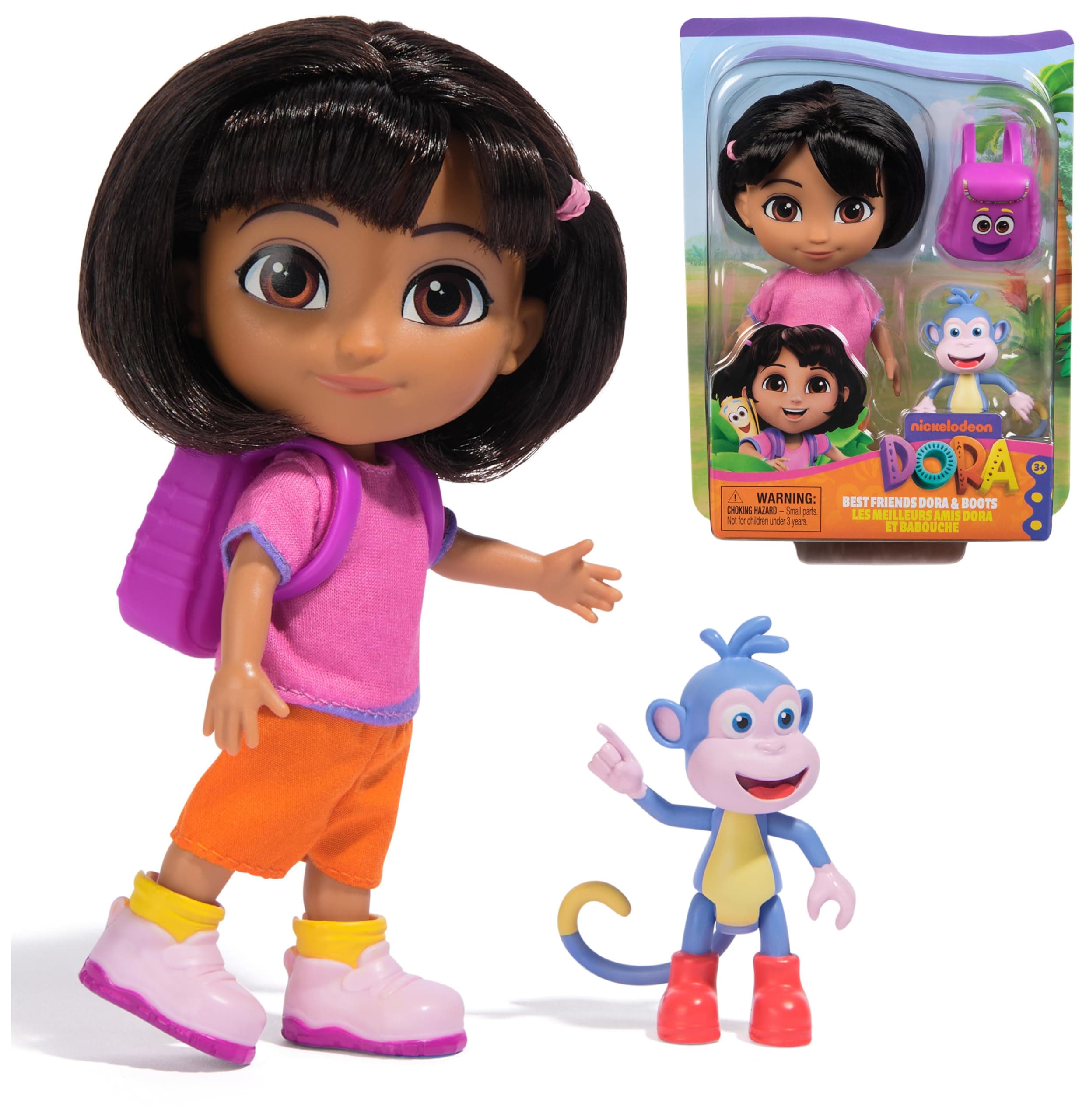 Dora - Beste Freundin Puppe - Größe 22 cm, mit kämmbarem Haar, Rucksack und AFFE Boots, bekannt aus der beliebten TV-Serie, für Kinder ab 3 Jahren
