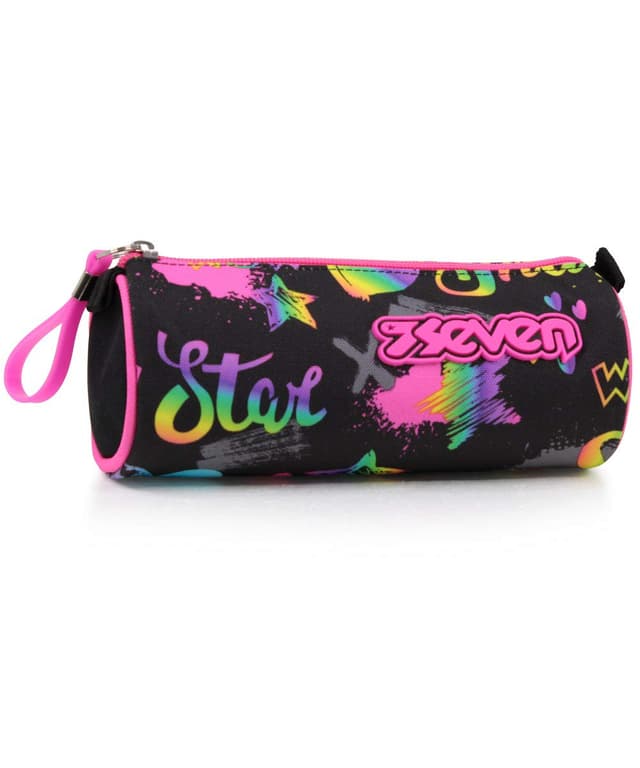 Seven Federmäppchen, Mäppchen, Federtasche für Schreibwaren, Mädchen&Jungen, Schule und Gymnasium, Teenager, schwarz, Iridescent