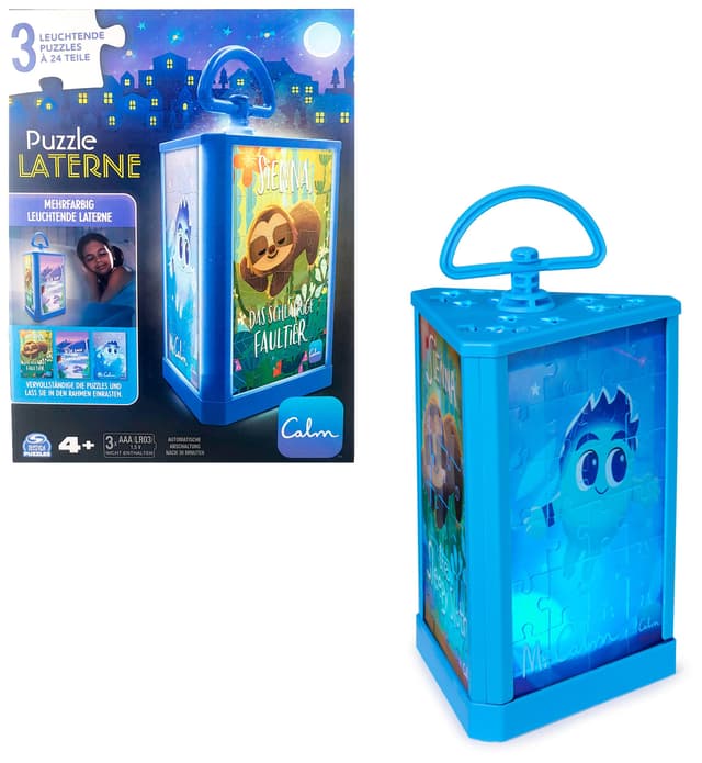 Spin Master Games - Calm Puzzle-Laterne mit 3 leuchtenen Puzzle-Seiten, Puzzle mit je 24 Teilen, Motive passend zu den Kindergeschichten der Calm-App, automatische Abschaltung, ab 4 Jahren, 6070483