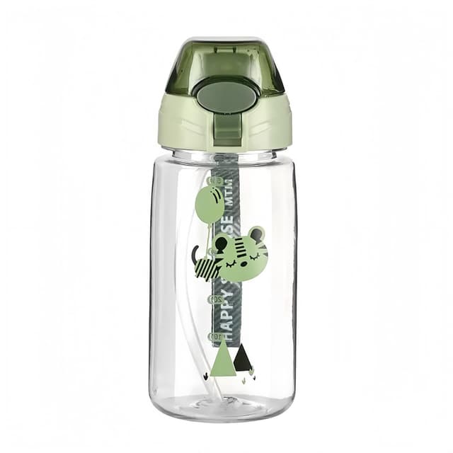 Torytoe Trinkflasche Kinder, 550ml Sport Wasserflasche mit Strohhalm, Trinkflasche Auslaufsicher Kinder, BPA-Frei, Robuste und Bruchsichere, Kindertrinkflasche für Mädchen und Jungen (Grüne)