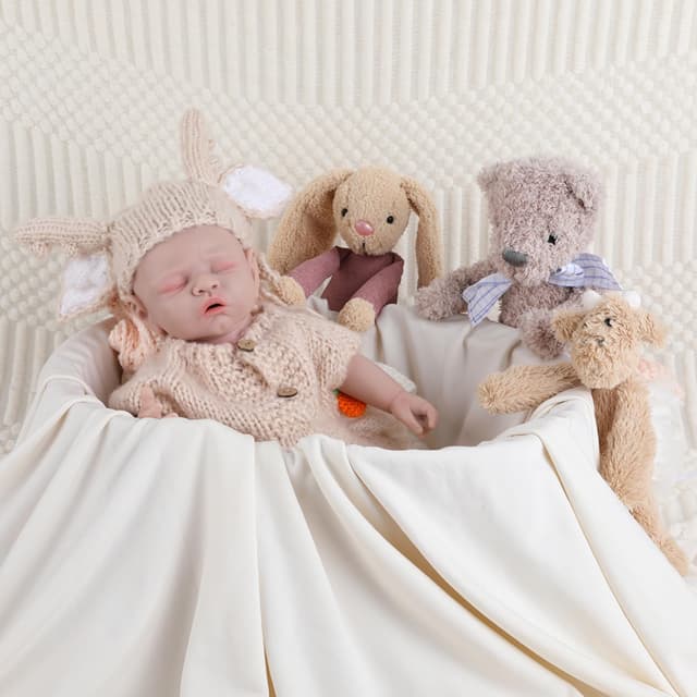 IVITA Ganzkörper Silikon Reborn Baby Puppe Mit Offenem Mund - Neugeborene Zwillinge Babypuppe, Weich, Kann Schnuller Fressen - Mädchen