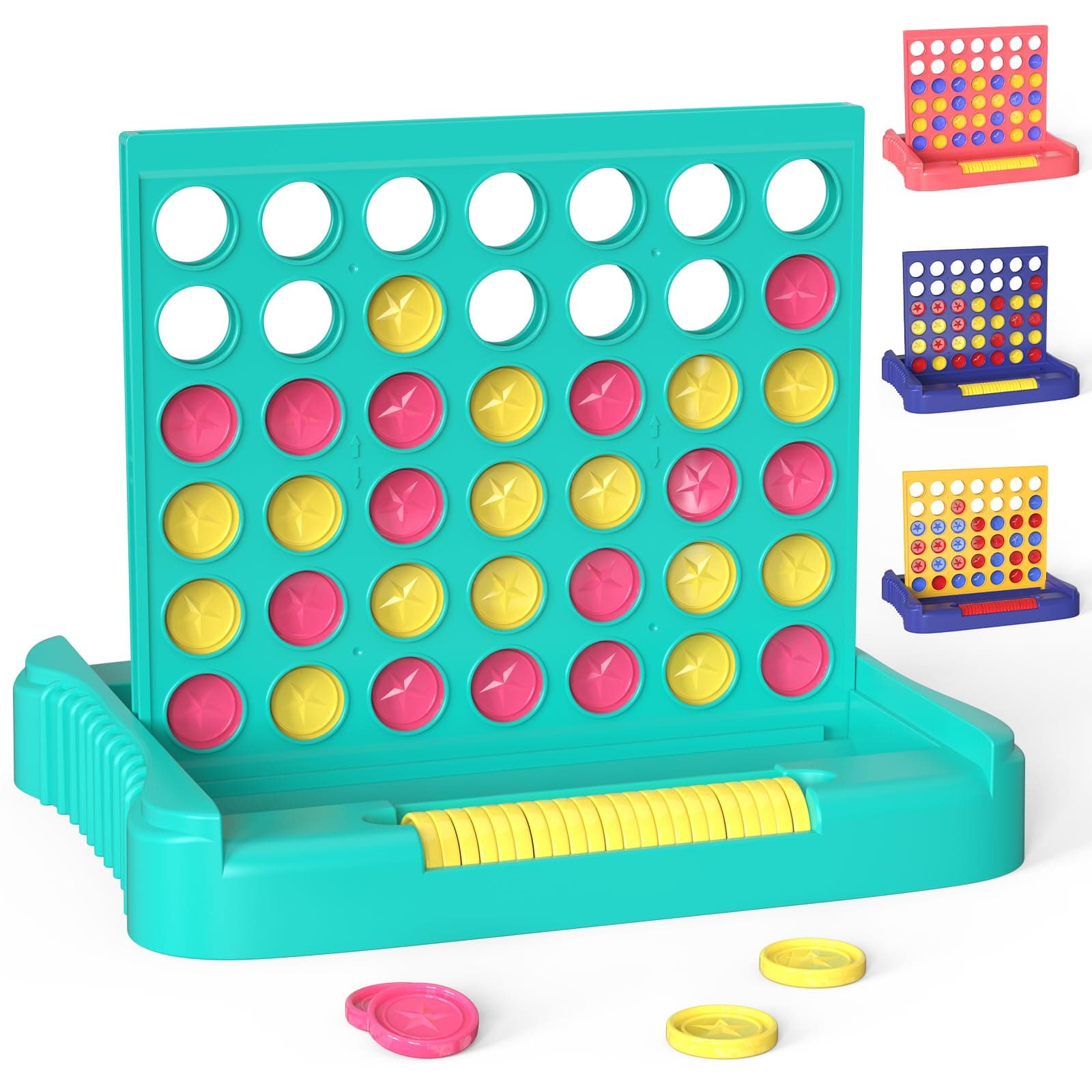 Pup Go 4 Gewinnt Groß, Vier Gewinnt Spiel Reisespiel - 6 Ersatzchips enthalten, 4 in Einer Reihe, Strategiespiel für Kinder ab 3 4 5 6 7 8 + Jahren und Erwachsene (Grün)