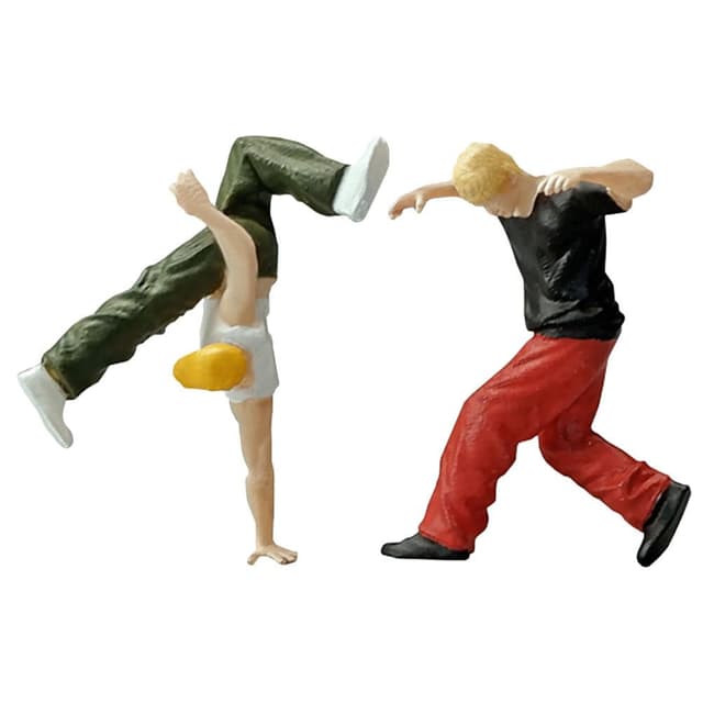 TEHAUX 2 StüCk Miniatur StraßEn-Tanzfiguren Aus Harz 1/64 MaßStab Niedliche Hiphop Deko FüR Sandtisch Und Zimmer Hiphop-Fans